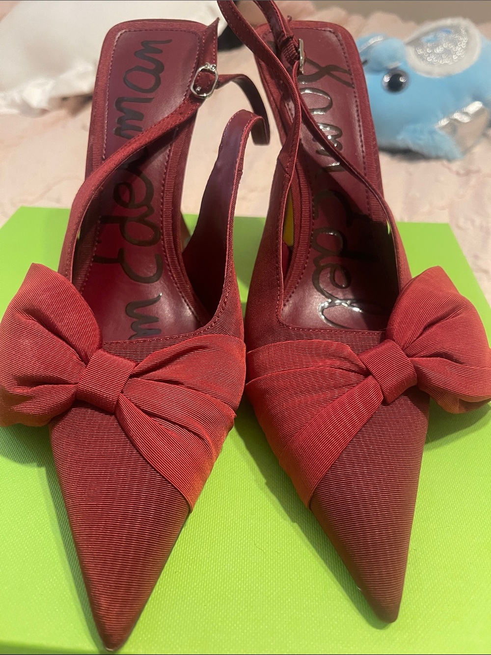 Sam Edelman Red Pointed-Toe Bow Slingback Heels